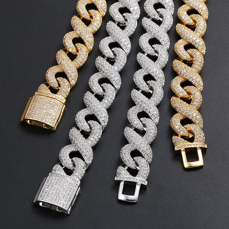 's 16MM  moissanite Cuban link hip hop necklace. S925 sterling silver, 8-24 inches.ZR04
