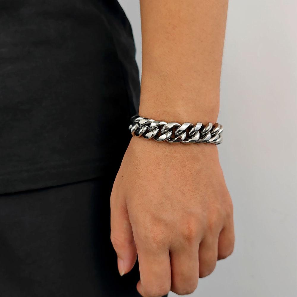 Men's Hip-Hop Cuban Titanium Steel Bracelet Width 6-18MM Length 7-9inch .Q936