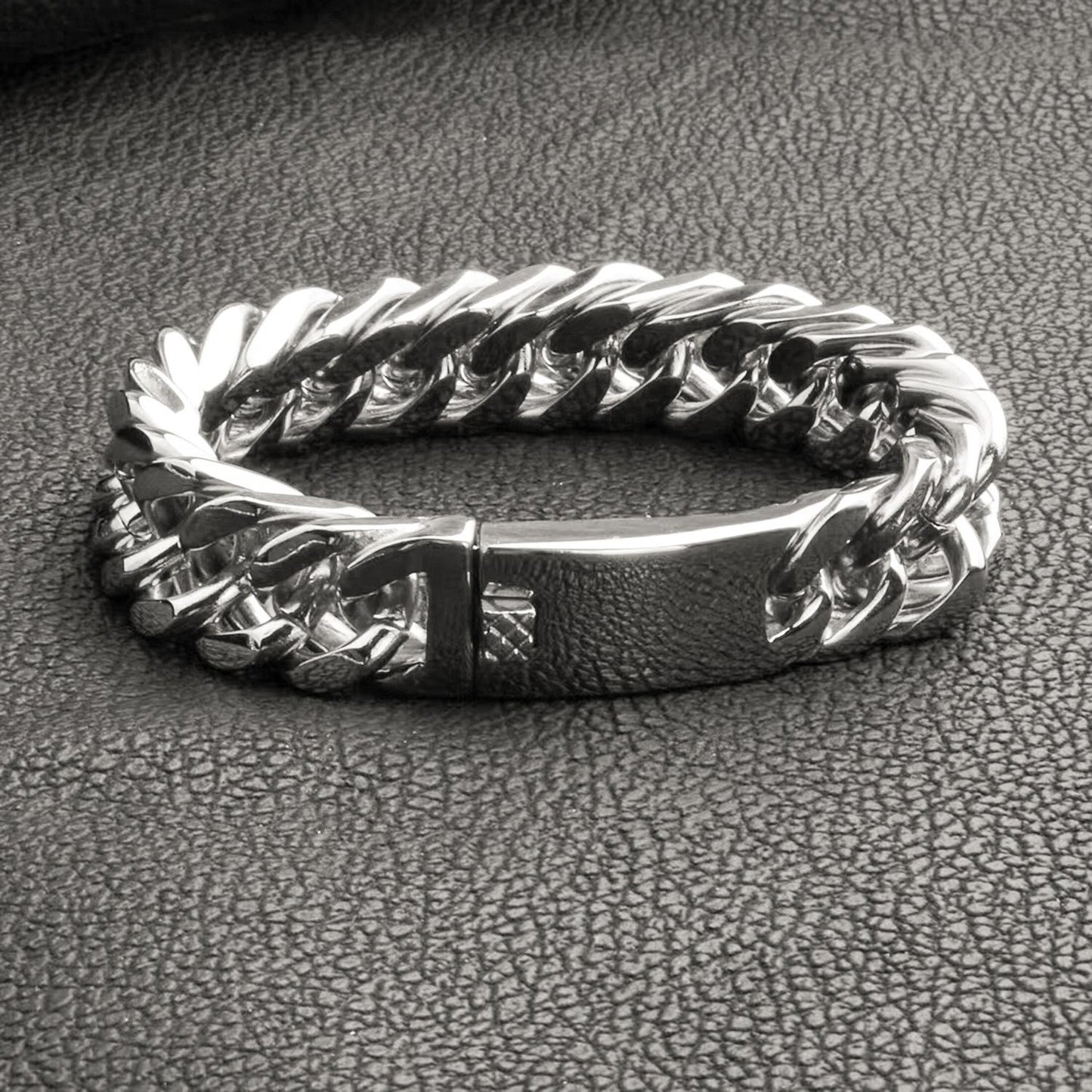 Stainless Steel Double Woven Cuban Chain Necklace – Trendy Men's Fashion ,H127