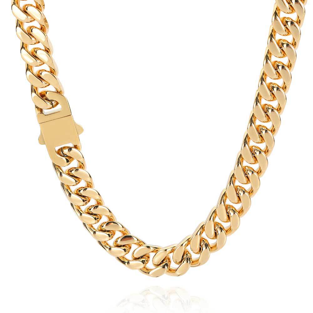 Unisex Cuban Necklace Polished Clasp Encrypted Four-Sided Grind Male Hip hop Titanium Steel Necklace  16-30 Inches Width 5-15m, W788