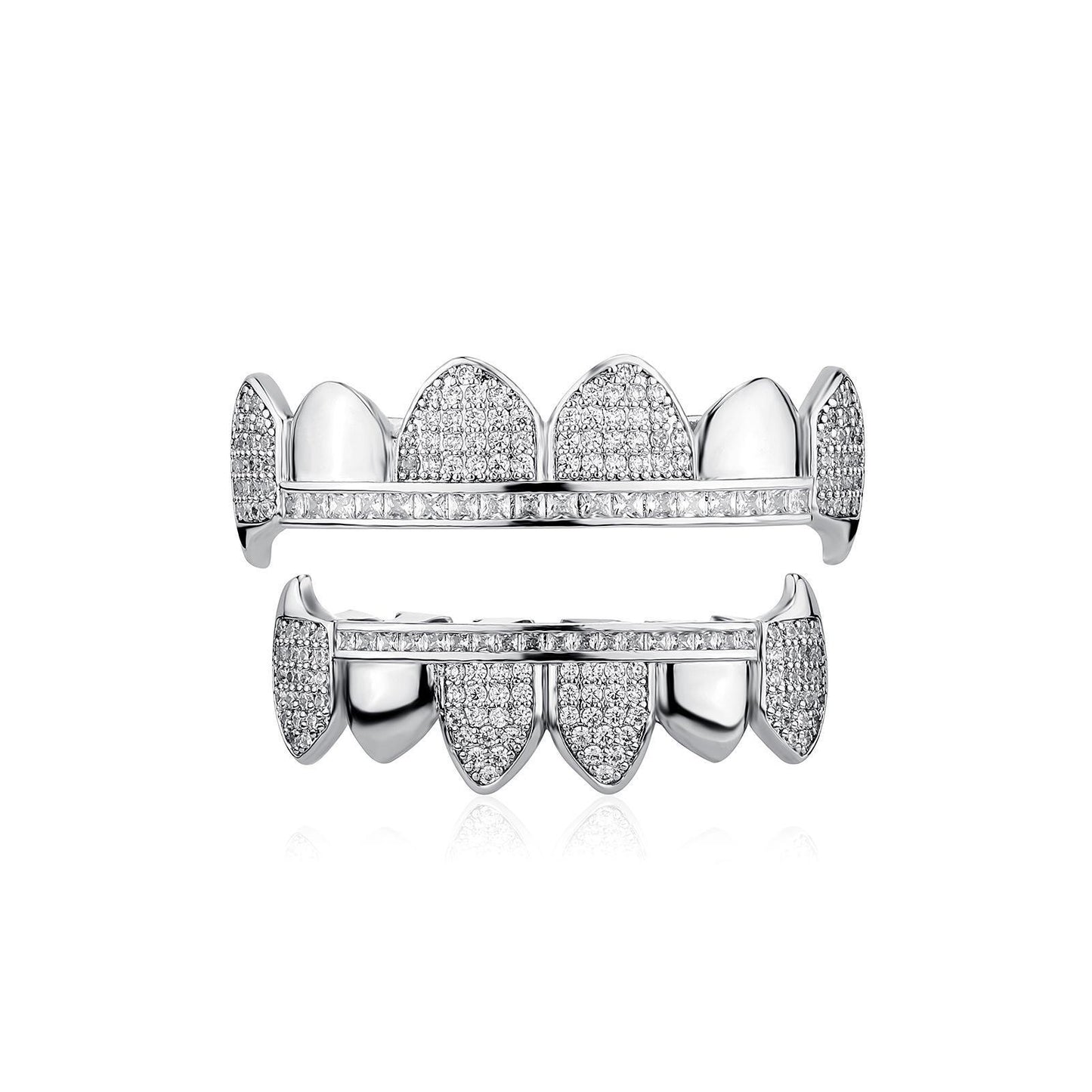 【ALL 4、6teeth  ZIRCON  GRILLZ IN HERE 02】Unisex Hiphop Accessories Grillz Cubic Zirconia Grills Comfortable