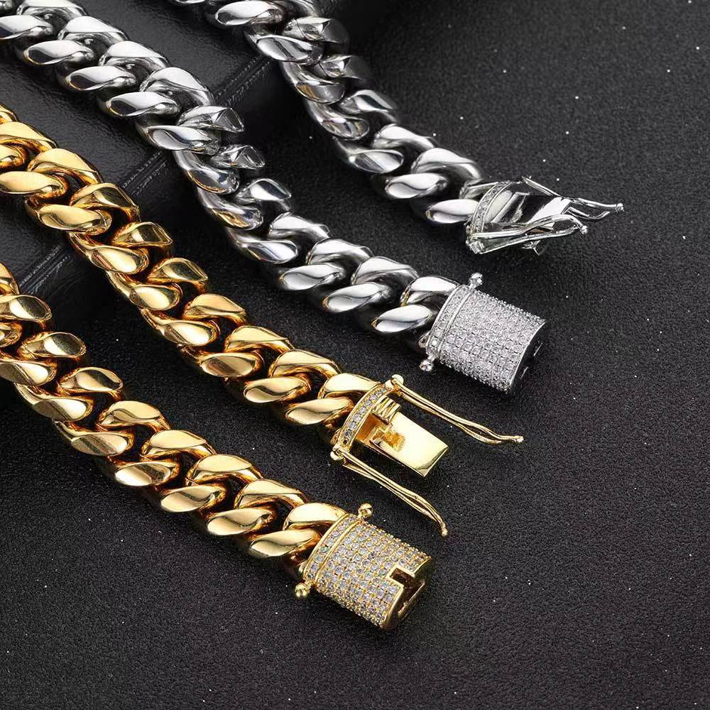 Men Trendy Iced Out Copper Cuban Link Bracelet, 2 colors -  D35