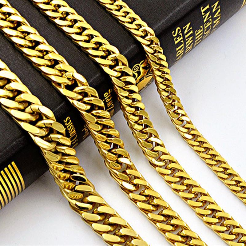 Men's Encrypted Cuban Titanium Steel Necklace, Width 3-5MM  Length 18-26 inches Q1072