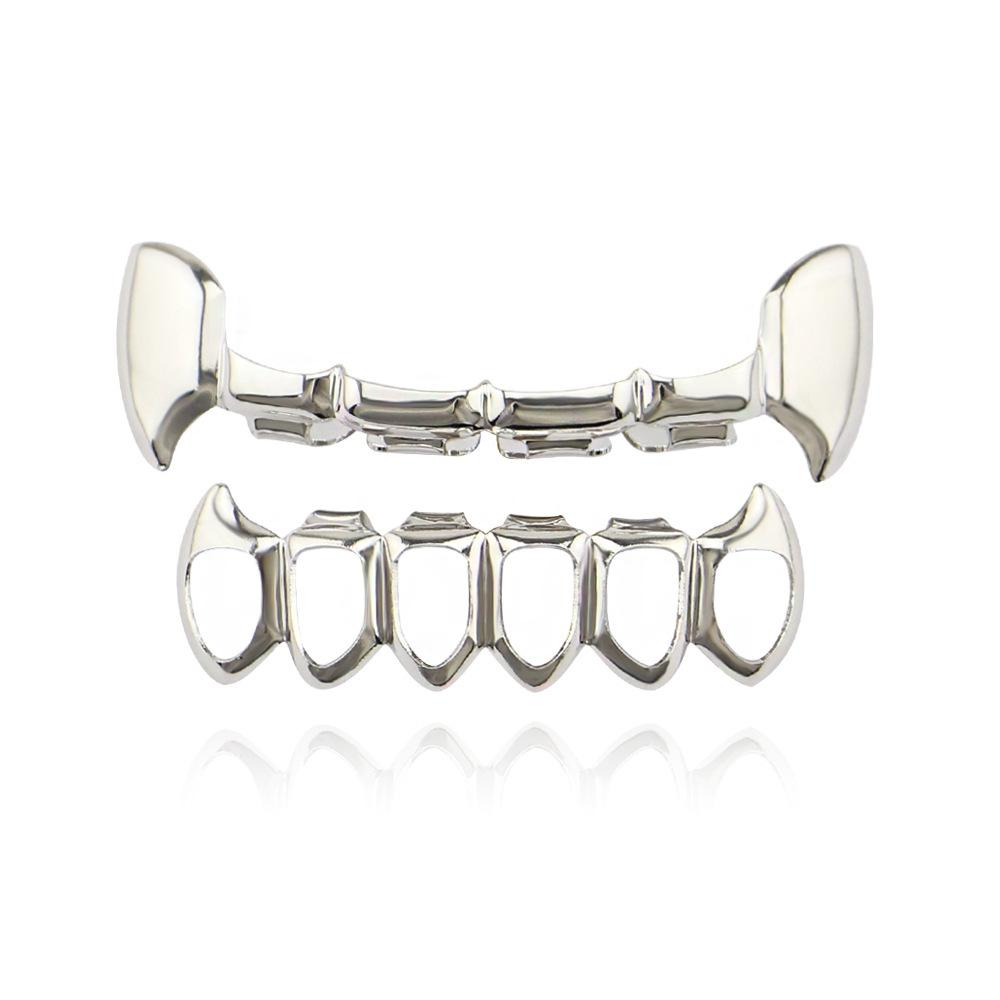 Unisex Halloween Costume Hollow Copper Fangs Grillz Denture Set - Q869