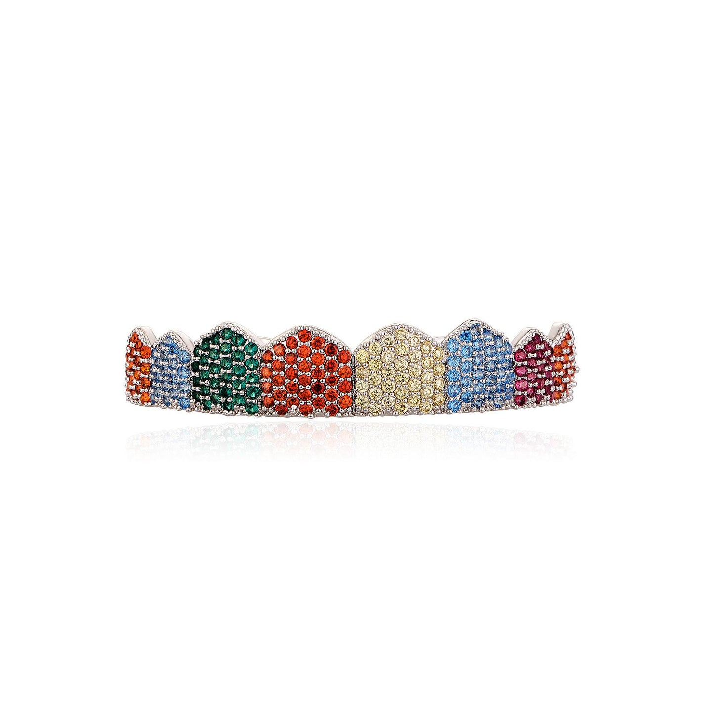Unisex 8 Teeth Colourful Cubic Zirconia Comfortable Grillz for Men&women Hiphop Accessories Grills   K239