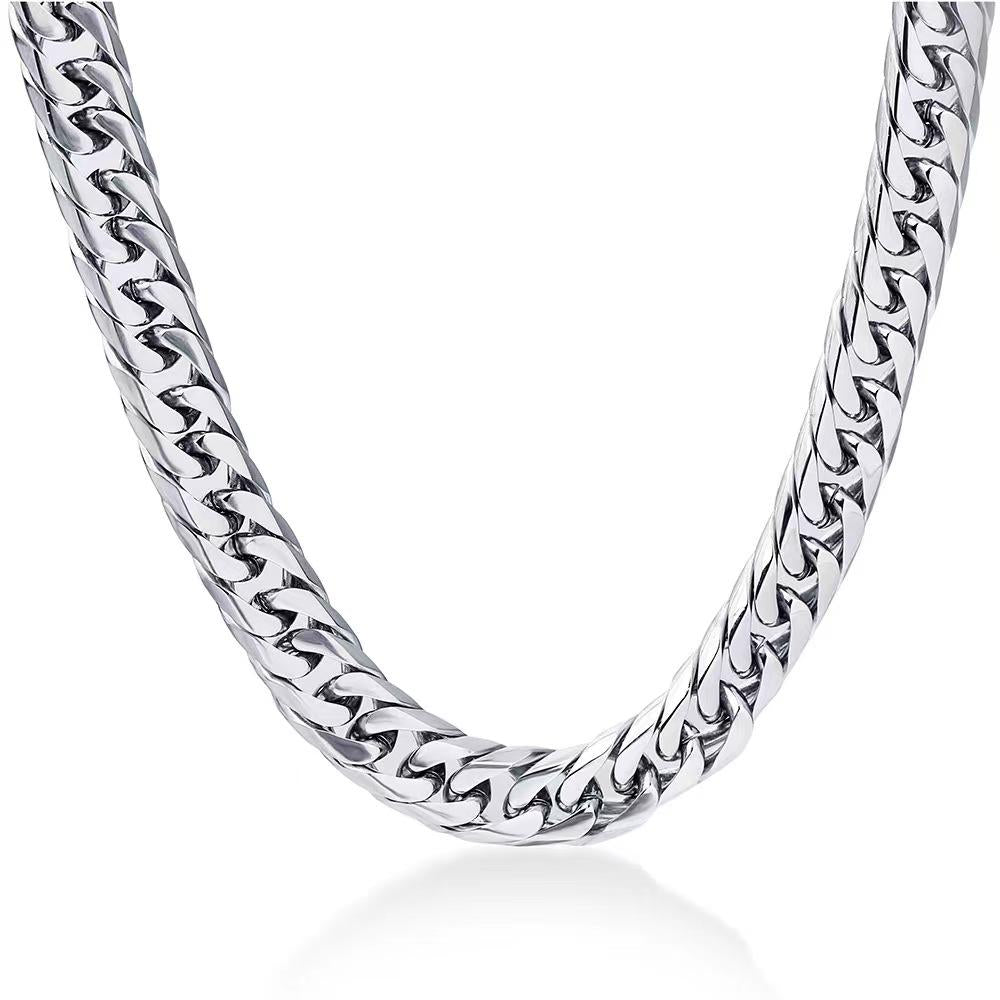Unisex Hip-Hop Cuban Chain Necklace Stainless Steel Matte FinishTitanium Steel, Length18-24In ,S95