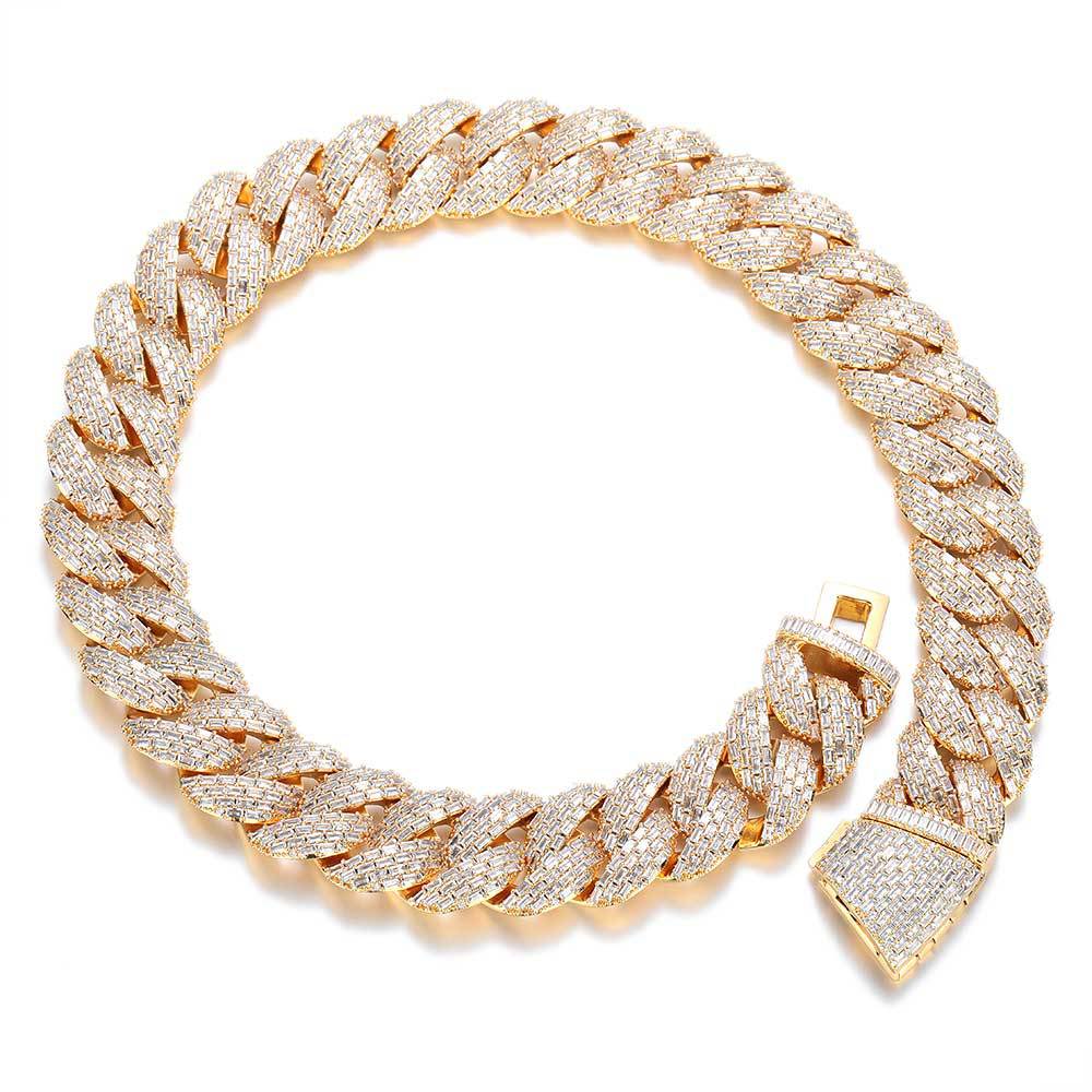 Luxury Hip-Hop 24mm T-Zircon Bubble Cuban Chain Necklace for Men - Full CZ-Studded Bracelet -  Y52