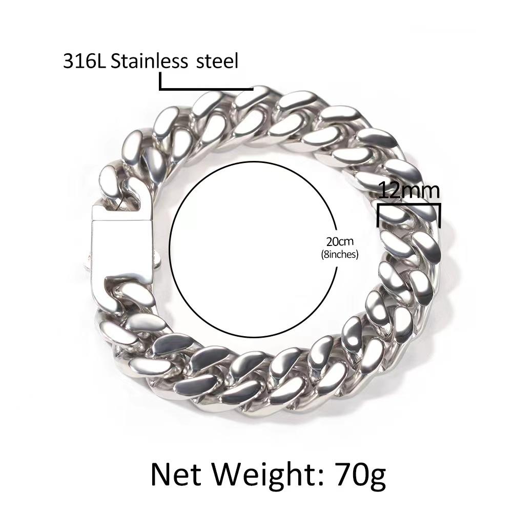 Men's Cuban Necklace -"7-9-11MM  length18in-24in  Simple, Hip-Hop Style, Stainless Steel Chain with Polished Finish and Spring Clasp, X227