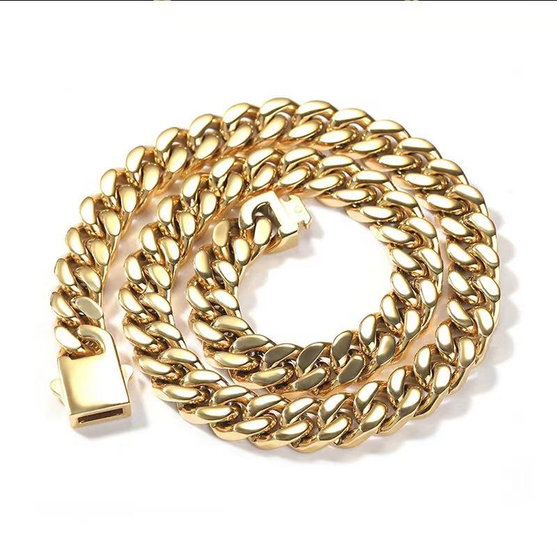 Men's Cuban Necklace -"7-9-11MM  length18in-24in  Simple, Hip-Hop Style, Stainless Steel Chain with Polished Finish and Spring Clasp, X227