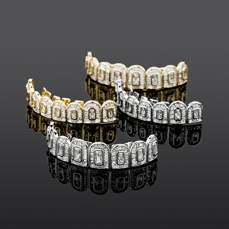 ZR RILLZ Hip-Hop Grillz, featuring shiny 5A baguette and princess-cut cubic zirconia.Y6