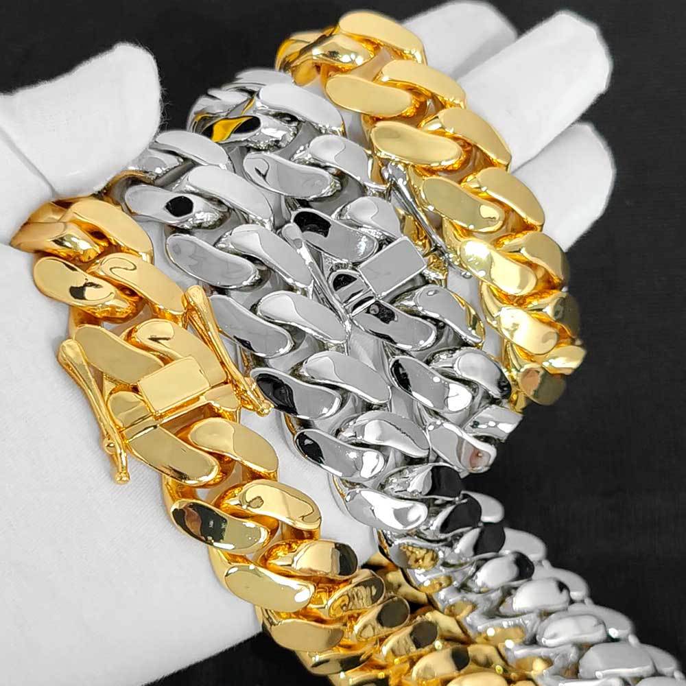 Men's Smooth Cuban Titanium Steel Bracelet Width 22mm Length 7-9inch.Q935