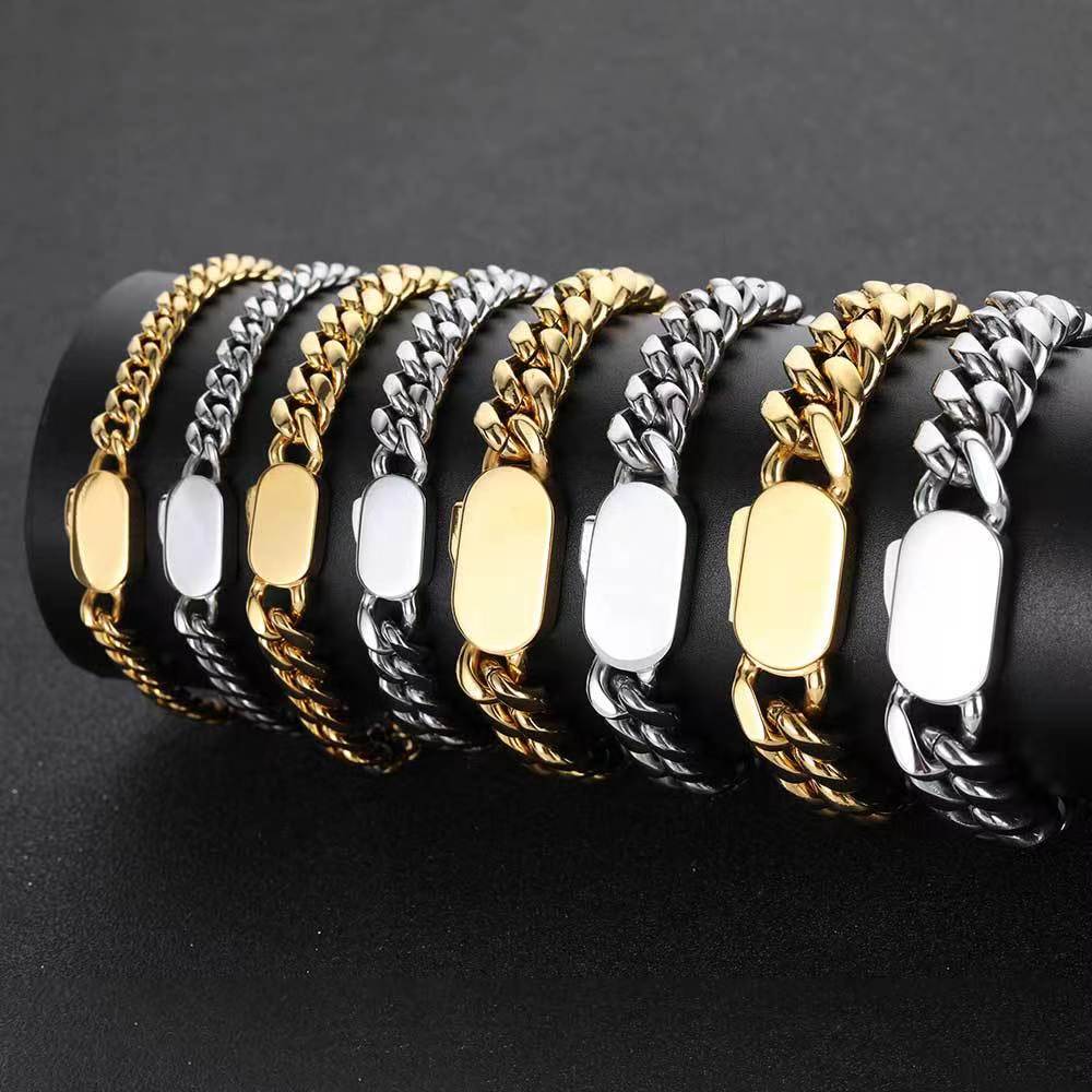 12mm Unisex Hip-Hop Buckle Cuban Chain Necklace & Bracelet Chain Length 16-30” D129