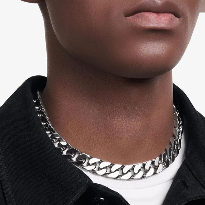 Men's Titanium Steel Quad-Grind Cuban Chain Necklace - D490