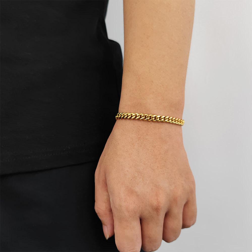 Unisex Plain Clasp Encrypted Cuban Bracelet Round Grind Hip-hop Titanium Steel Width 6-14mm Length 7-9 Inches,  W792