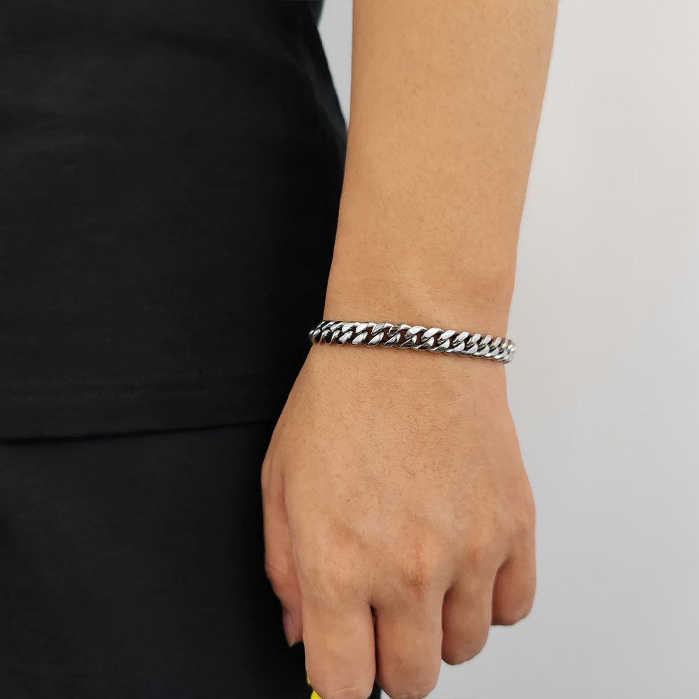 Men's Versatile Encrypted Cuban Titanium Steel Bracelet Width 8-12MM Length 7-9inch Q938