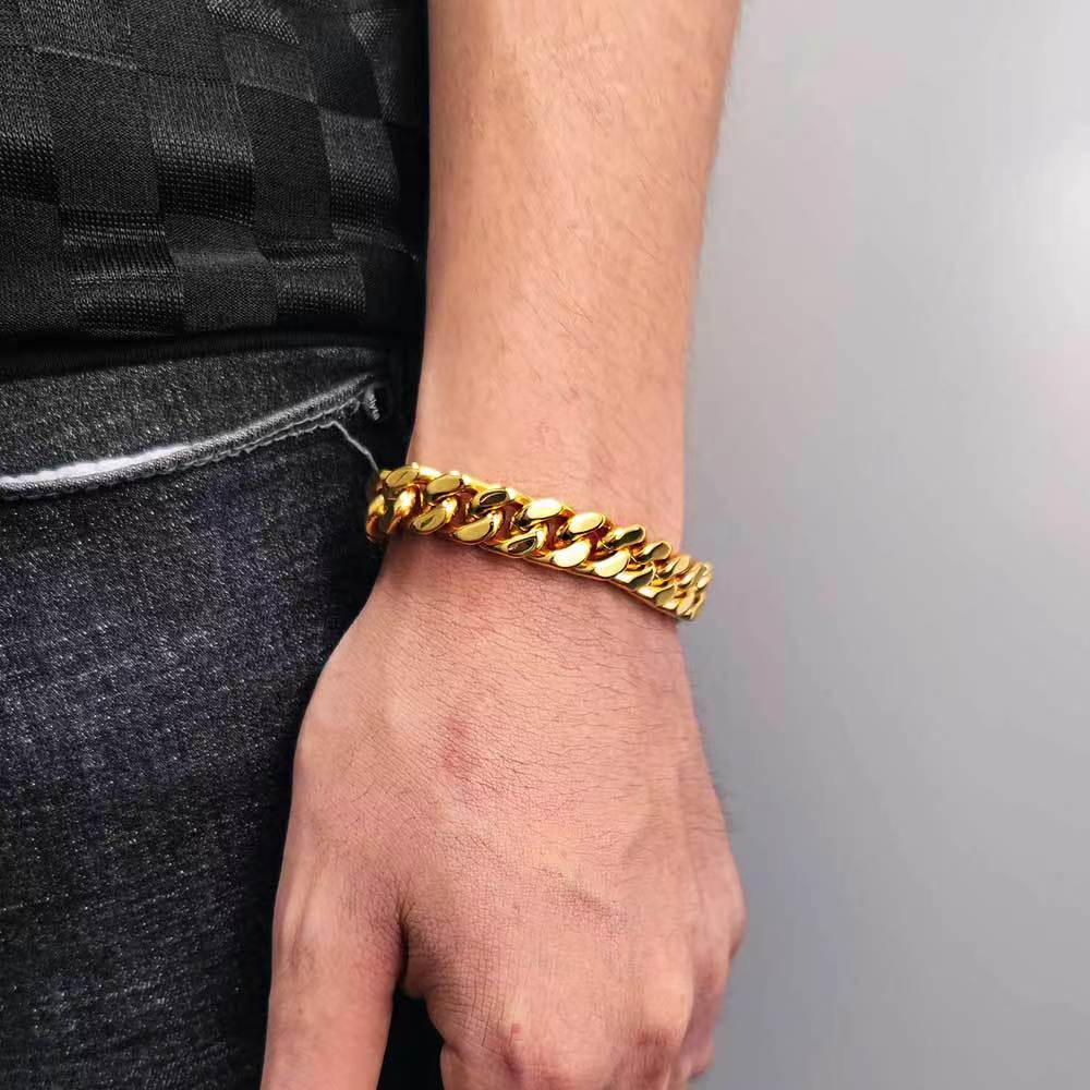 Men's Four-Sided Grinding Cuban Chain Bracelet 7-9" Two Colors - A Perfect Gifts For Lovers, Friends, Boyfriends, Girlfriends, Wife, Husband, Thanksgiving, Independence Day, Holloween, Black Friday, Chrisatmas and New Year D83