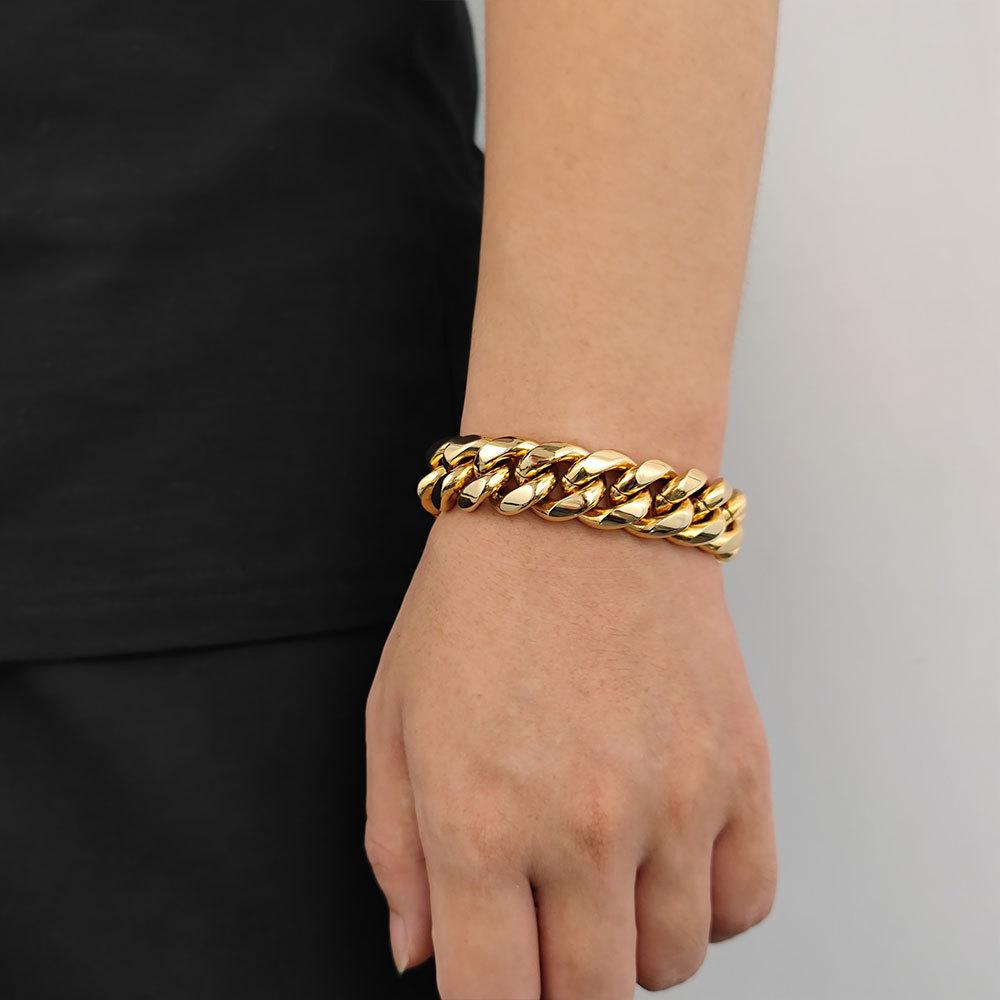 Men's Hip-Hop Cuban Titanium Steel Bracelet Width 6-18MM Length 7-9inch .Q936