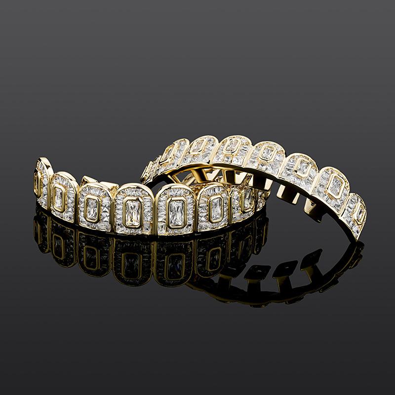 ZR RILLZ Hip-Hop Grillz, featuring shiny 5A baguette and princess-cut cubic zirconia.Y6