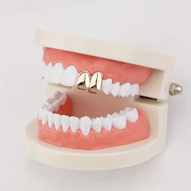 Unisex Halloween Costume False Teeth Copper Fangs Grillz - Q865