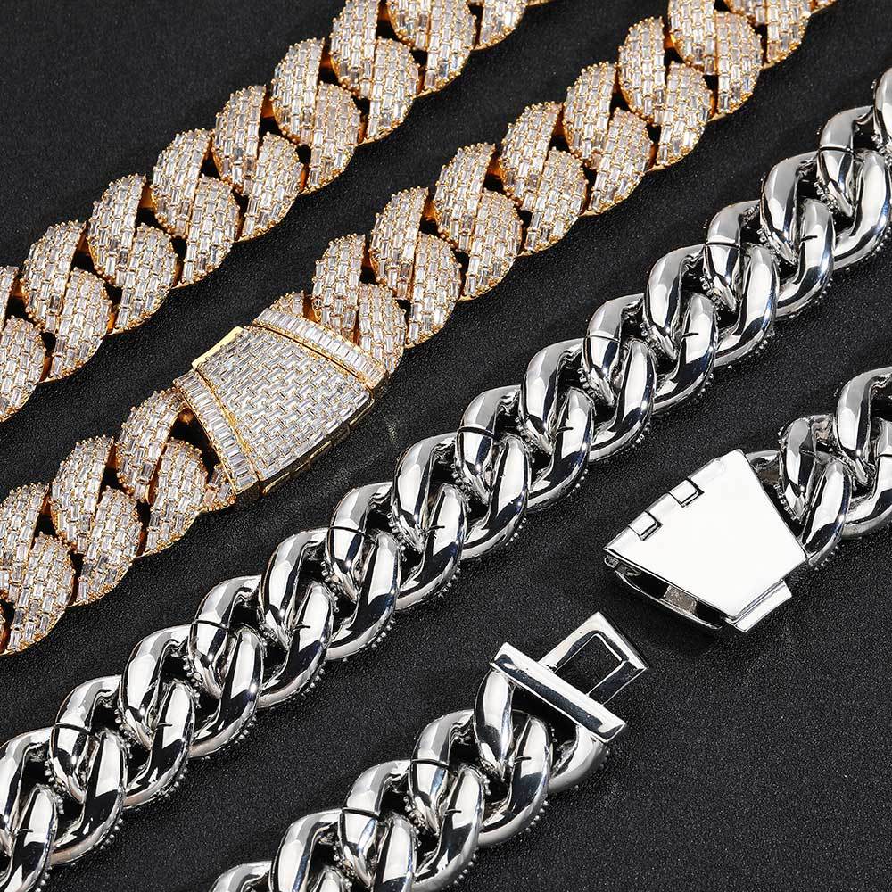 Luxury Hip-Hop 24mm T-Zircon Bubble Cuban Chain Necklace for Men - Full CZ-Studded Bracelet -  Y52