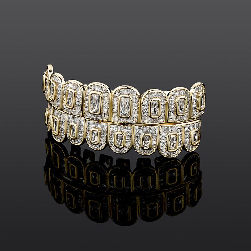 ZR RILLZ Hip-Hop Grillz, featuring shiny 5A baguette and princess-cut cubic zirconia.Y6