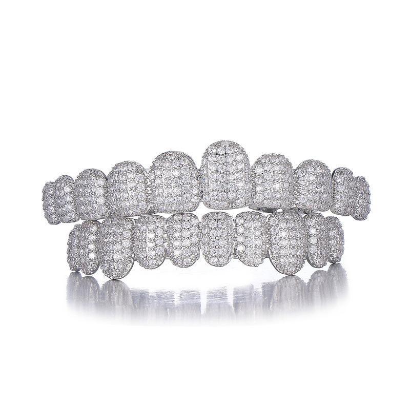 Unisex Cubic Zirconia 10 Teeth Comfortable Grillz Hiphop Accessories Grills    K249
