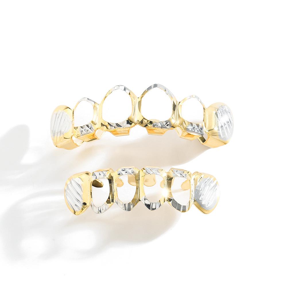 Men's hollow hip-hop copper grill, street rap super cool false teeth.  X478.