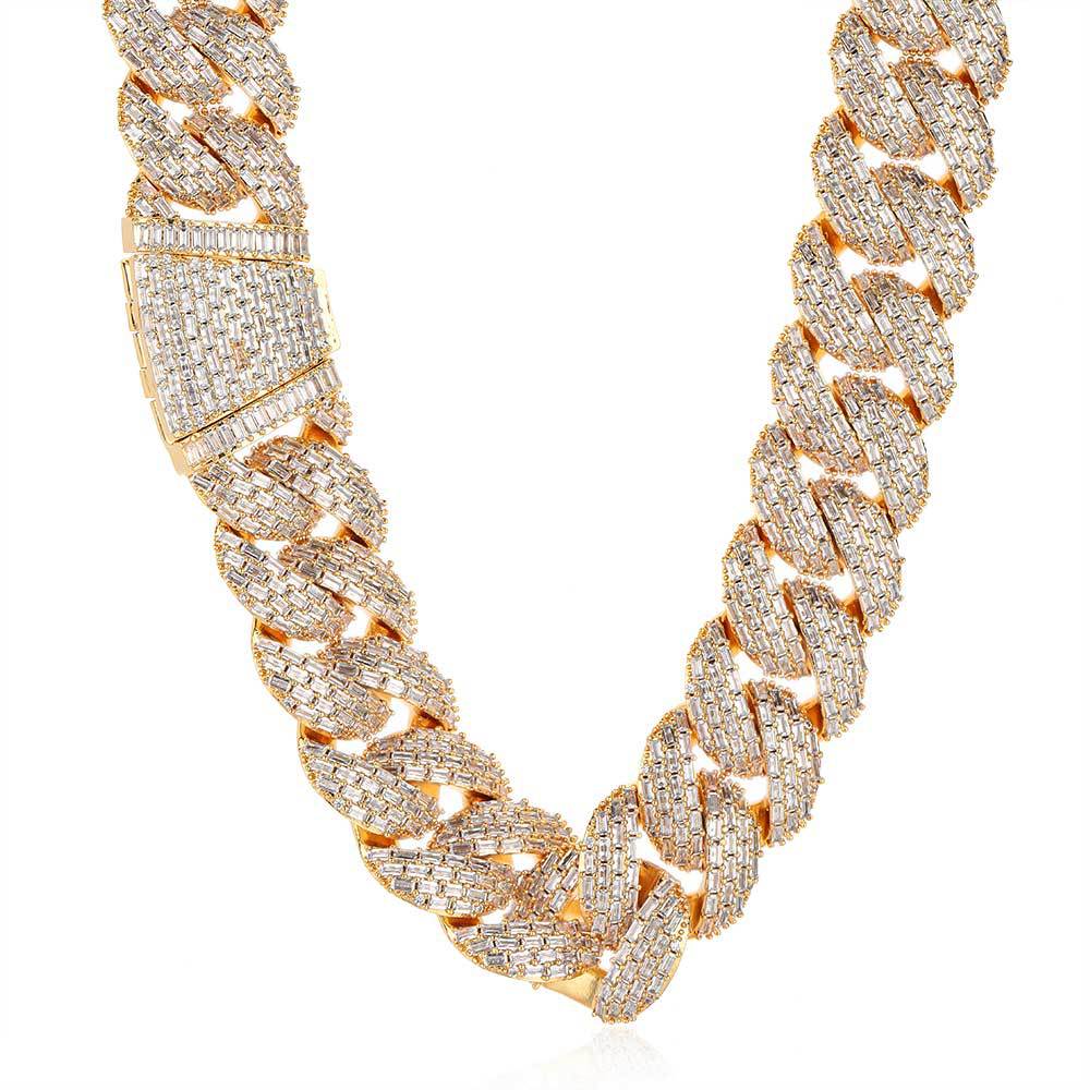Luxury Hip-Hop 24mm T-Zircon Bubble Cuban Chain Necklace for Men - Full CZ-Studded Bracelet -  Y52