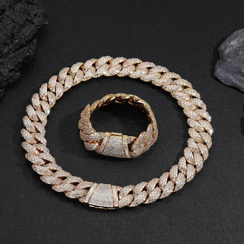 Luxury Hip-Hop 24mm T-Zircon Bubble Cuban Chain Necklace for Men - Full CZ-Studded Bracelet -  Y52