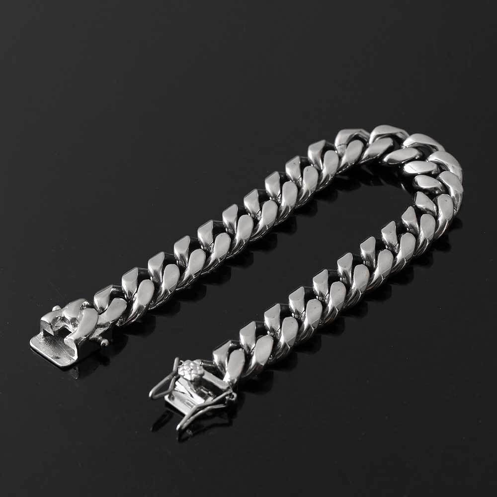 Unisex Plain Clasp Encrypted Cuban Bracelet Round Grind Hip-hop Titanium Steel Width 6-14mm Length 7-9 Inches,  W792