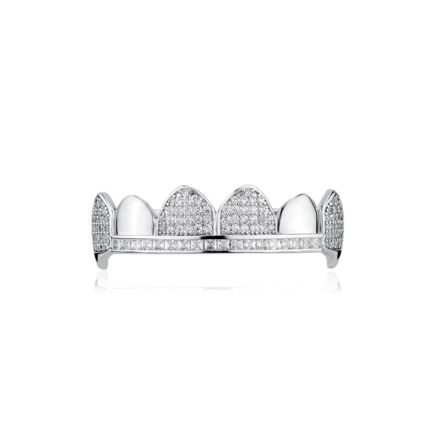 Zirconia Fang Teeth Grillz – Unisex, Perfect for Rappers, Hip-Hop, Street Style & Halloween Z02