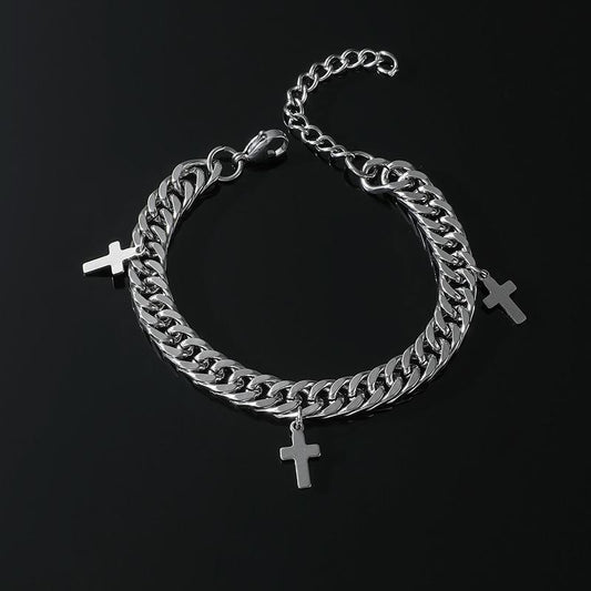 Unisex Cuban Link Cross Necklace - Hip-hop Men's Cross Pendant  Non-fading Titanium Steel Necklace,9-24 Inches W1094